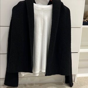 Eileen Fisher Cozy Black Hooded Cardigan